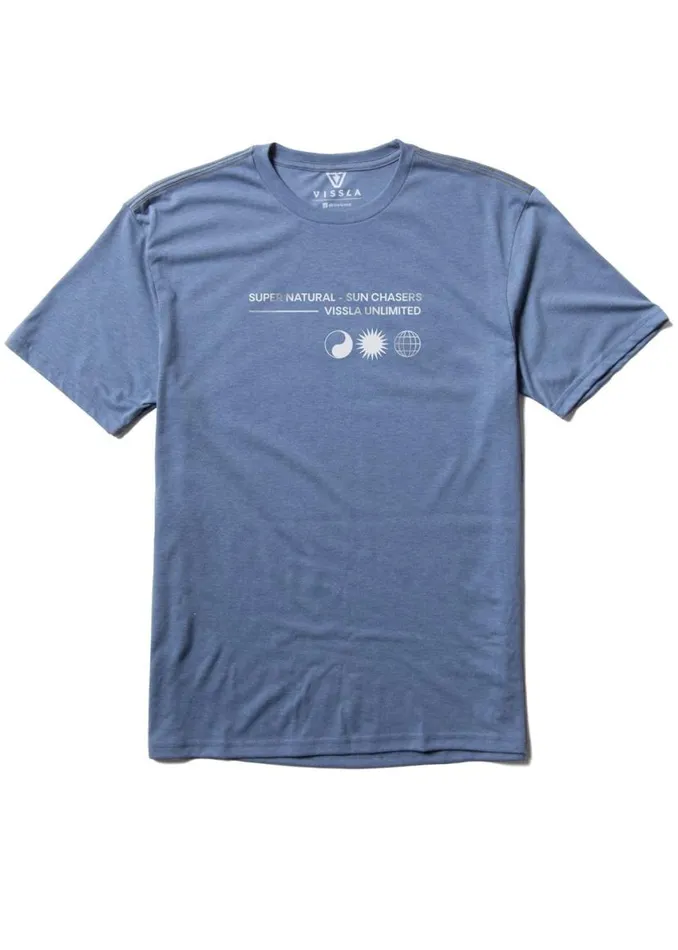 Recline Comp Lite Eco Performance Tee Harbor Blue Heather Men Vissla Tees
