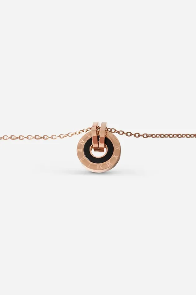 Rose Gold Stainless Steel Chunky Hoop Pendant Necklace Women Roman Jewellery