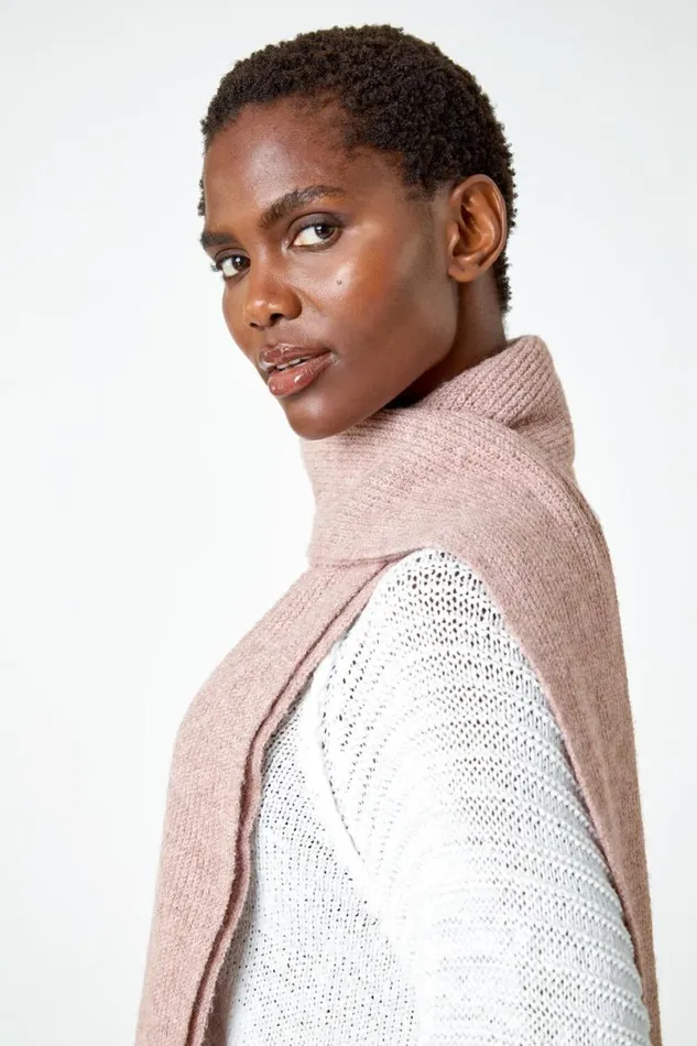 Rose Hotfix Trim Fringe Detail Knit Scarf Women Roman Scarves