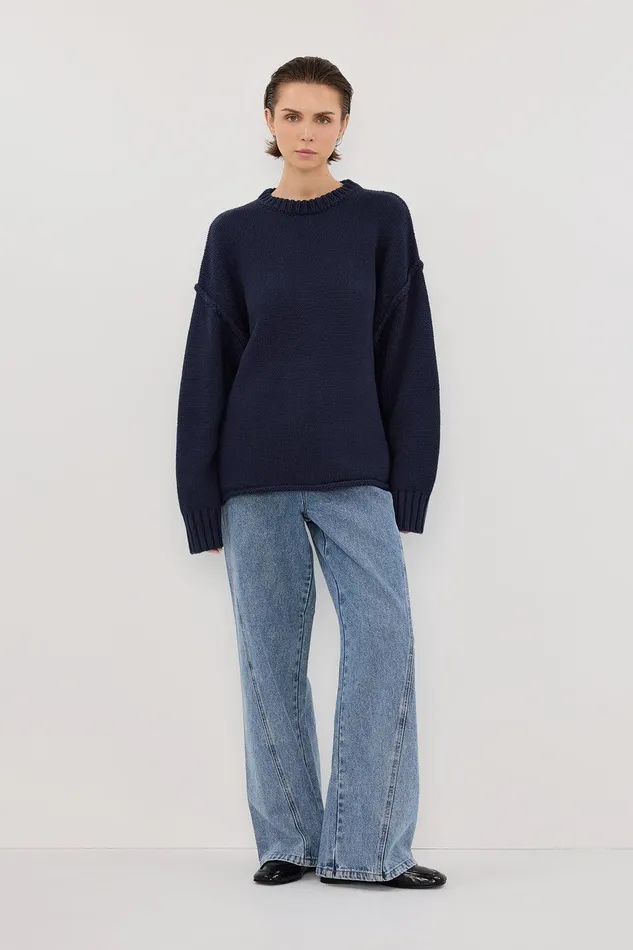 ROY NAVY LONGLINE KNIT JUMPER Women DISSH Sweaters