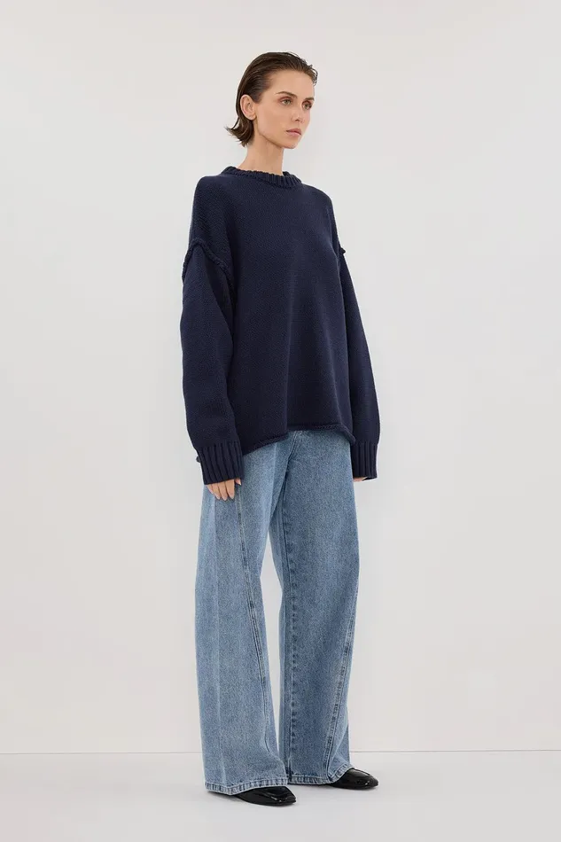 ROY NAVY LONGLINE KNIT JUMPER Women DISSH Sweaters