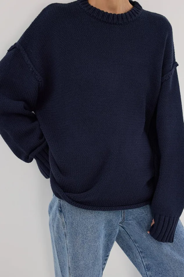 ROY NAVY LONGLINE KNIT JUMPER Women DISSH Sweaters