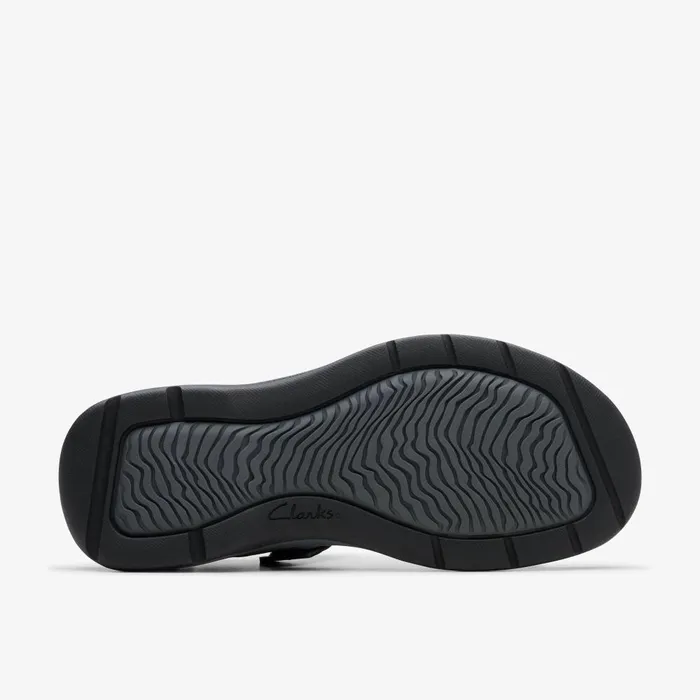 Saltway Trail Black Leather Men Clarks Sandals and Flip Flops