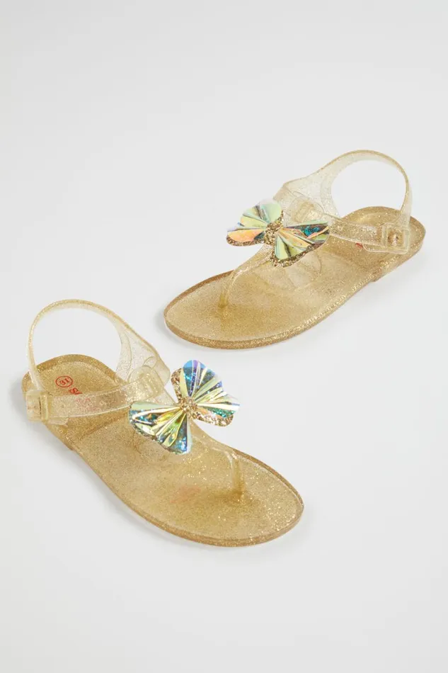 Sandals and Slides Girl Seed Heritage Butterfly Tbar Jelly Gold