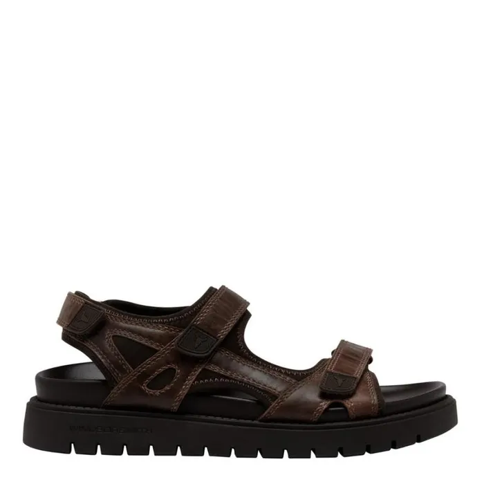 Sandals Men Windsor Smith RAVEN DARK BROWN LEATHER SANDALS