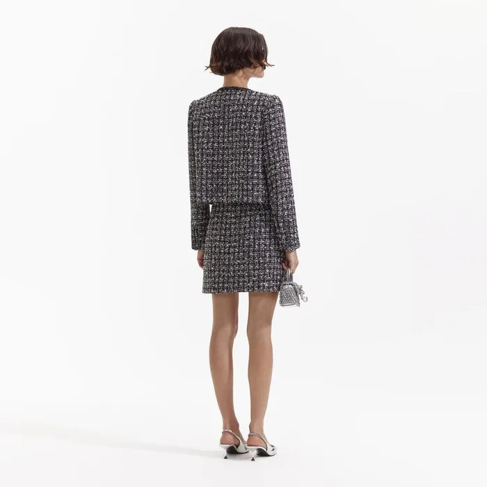 Self Portrait Bottoms Black Check Boucle Mini Skirt 8211 Women