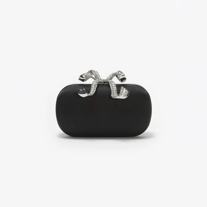 Self Portrait Clutch Bags Black Satin Bow Clutch 8211 Women