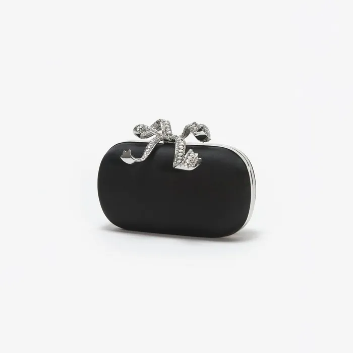 Self Portrait Clutch Bags Black Satin Bow Clutch 8211 Women
