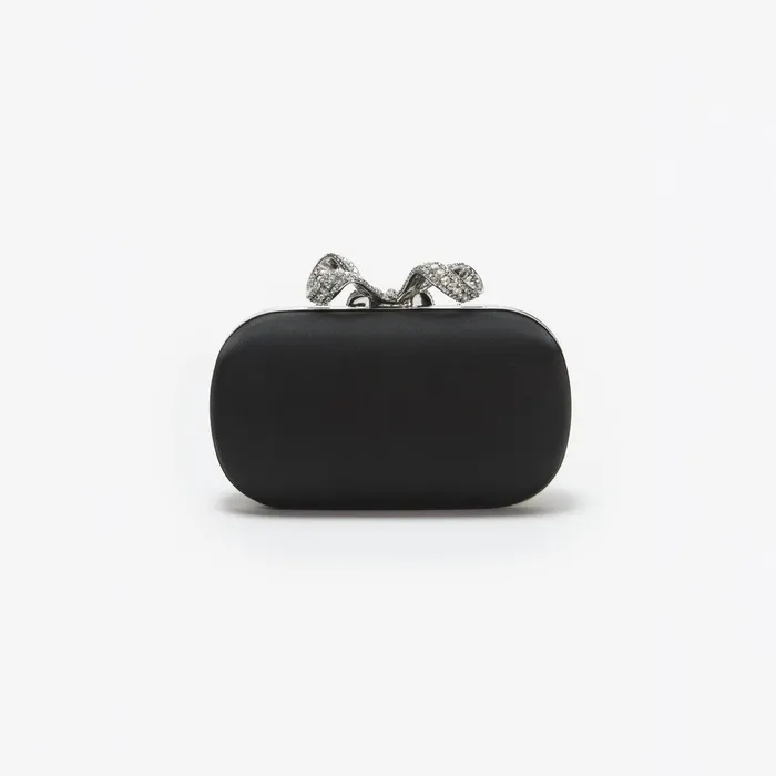 Self Portrait Clutch Bags Black Satin Bow Clutch 8211 Women