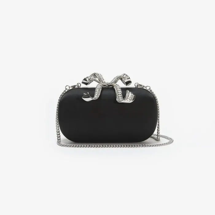 Self Portrait Clutch Bags Black Satin Bow Clutch 8211 Women