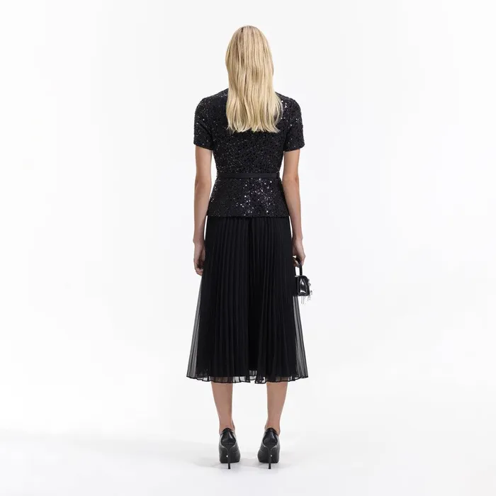 Self Portrait Dresses Black Sequin Boucle Tailored Midi Dress 8211 Women Self Portrait Dresses Black Sequin Boucle Tailored Midi Dress 8211 Women