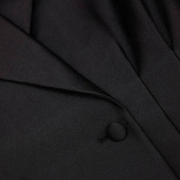 Self Portrait Dresses Black Taffeta Tailored Mini Dress 8211 Women