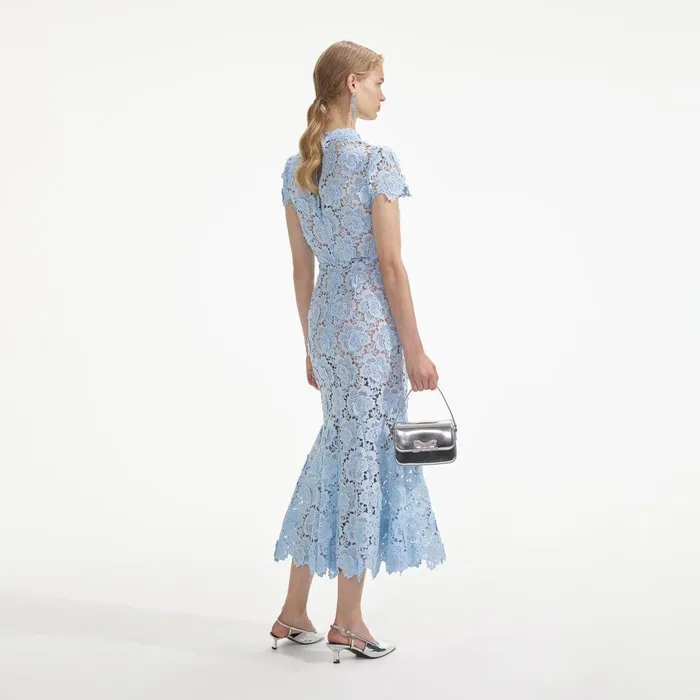 Self Portrait Dresses Blue Flower Lace Midi Dress 8211 Women