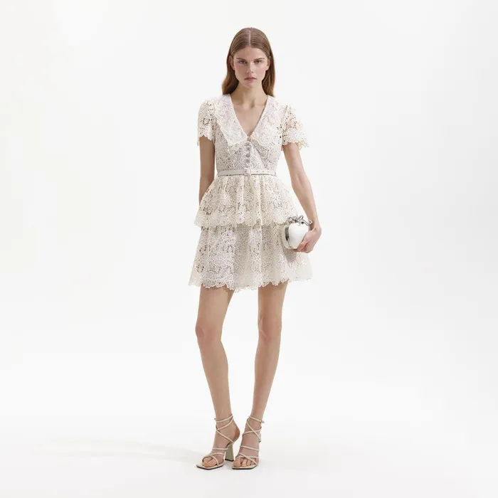 Self Portrait Dresses Cream Collar Mini Dress 8211 Women
