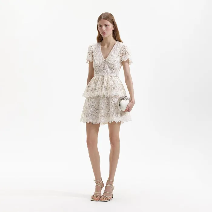 Self Portrait Dresses Cream Collar Mini Dress 8211 Women