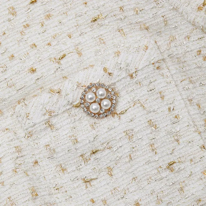 Self Portrait Dresses Cream Metallic Boucle Mini Jacket Dress 8211 Women