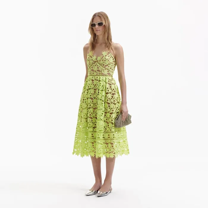 Self Portrait Dresses Lime Azaelea Lace Midi Dress 8211 Women