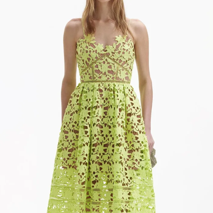 Self Portrait Dresses Lime Azaelea Lace Midi Dress 8211 Women