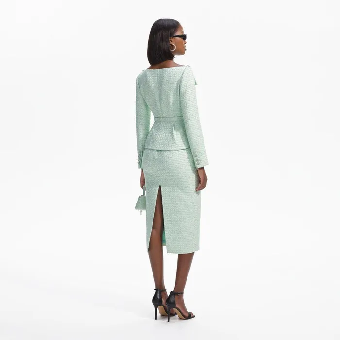 Self Portrait Dresses Mint Boucle Tailored Midi Dress 8211 Women