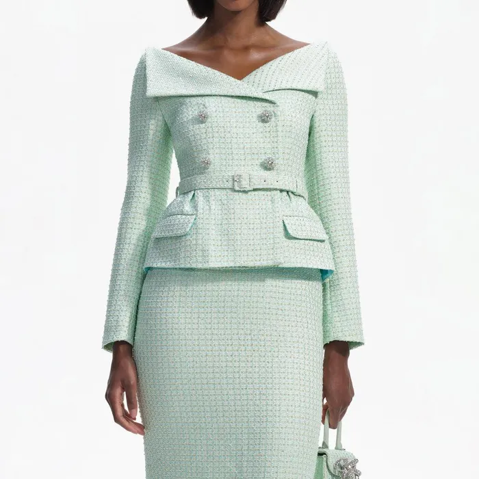 Self Portrait Dresses Mint Boucle Tailored Midi Dress 8211 Women