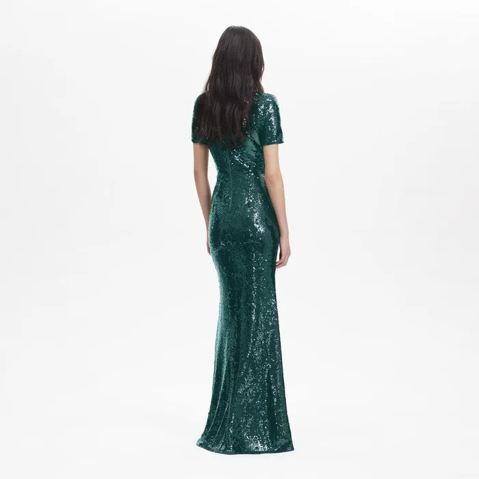 Self Portrait Dresses Teal Sequin Maxi Dress 8211 Women