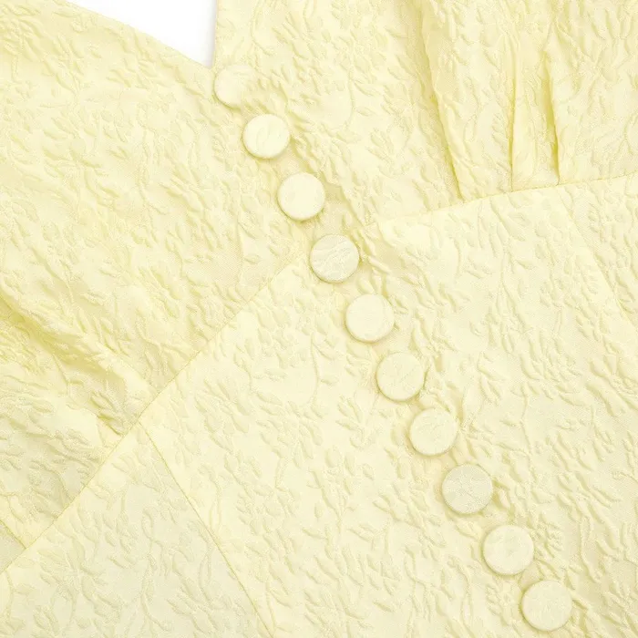 Self Portrait Dresses Yellow Jacquard Midi Dress 8211 Women