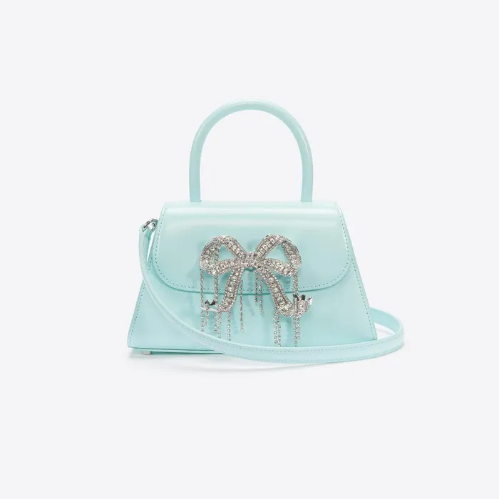 Self Portrait Mini Blue Leather Mini Bow Bag 8211 Women