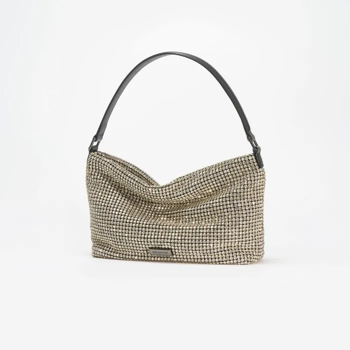 Self Portrait Shoulder Bags Champagne Diamante Medium Hobo Bag 8211 Women