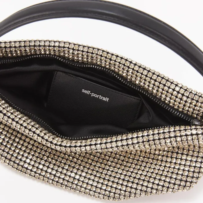 Self Portrait Shoulder Bags Champagne Diamante Medium Hobo Bag 8211 Women