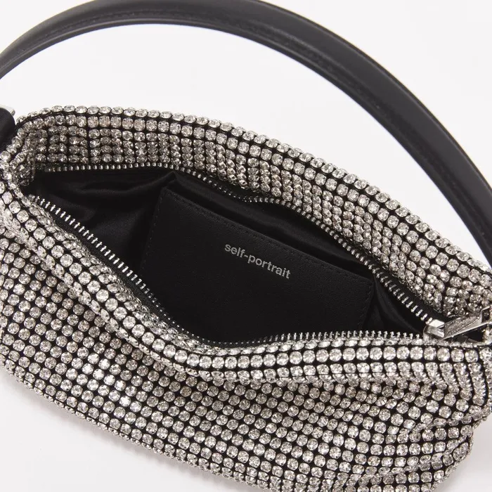 Self Portrait Shoulder Bags Silver Diamante Small Hobo Bag 8211 Women