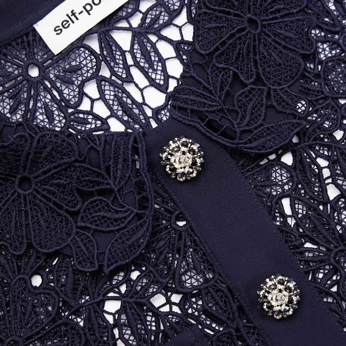 Self Portrait Tops Navy Guipure Lace Top 8211 Women