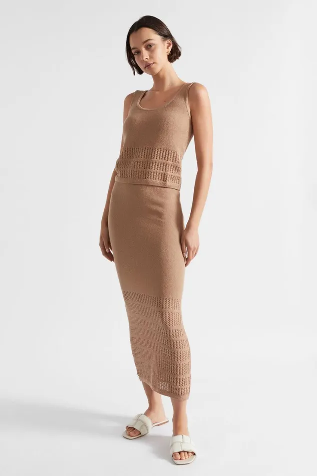 Sets Woman Seed Heritage Crochet Panelled Knit Barley