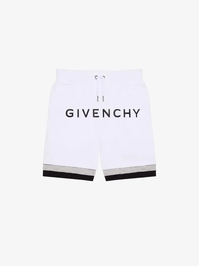 Sewn and Layer Bermuda Shorts In Fleece Greywhite Kids Givenchy