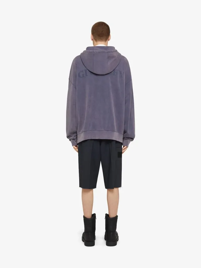 Shadow Oversized Hoodie In Fleece Medium Blue Men Givenchy Sweatshirts and Hoodies