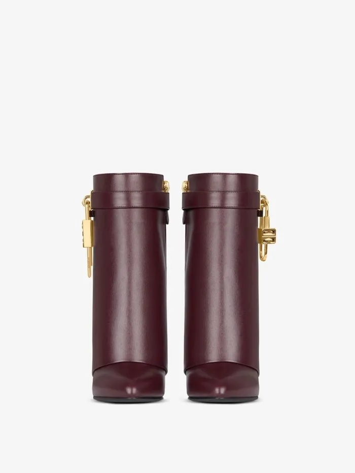 Shark Lock Ankle Boots In Leather Oxblood Red Women Givenchy Shark Lock