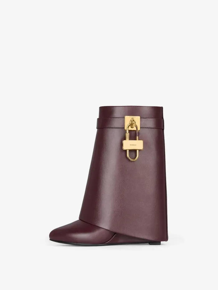Shark Lock Ankle Boots In Leather Oxblood Red Women Givenchy Shark Lock