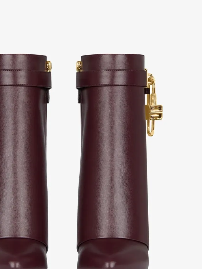 Shark Lock Ankle Boots In Leather Oxblood Red Women Givenchy Shark Lock