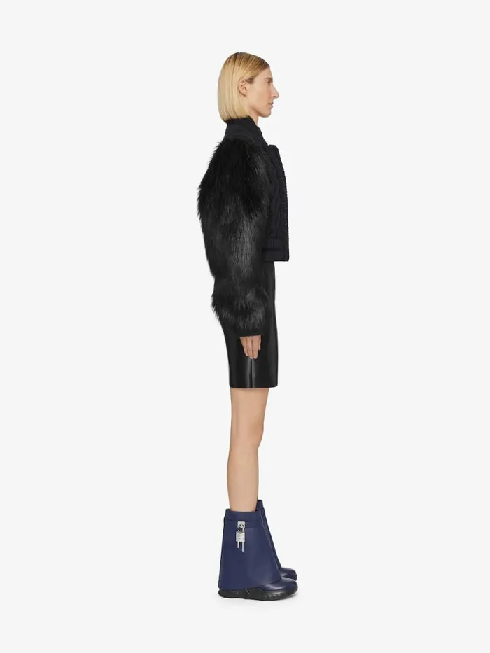 Shark Lock Biker Ankle Boots In Grained Leather Petrol Blue Women Givenchy Shark Lock