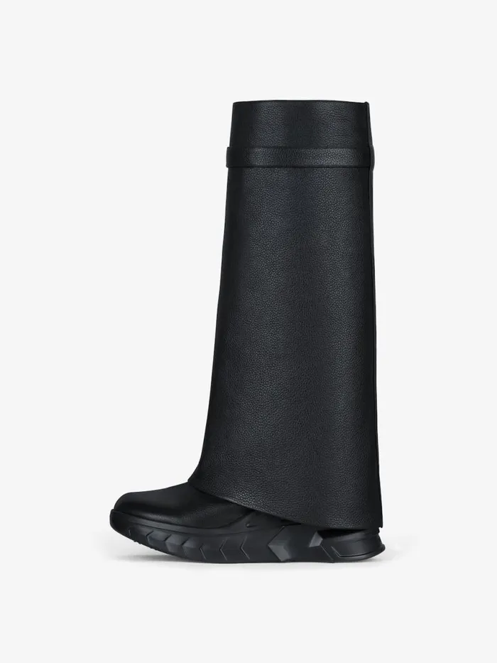 Shark Lock Biker Boots In Grained Leather Black Women Givenchy Shark Lock