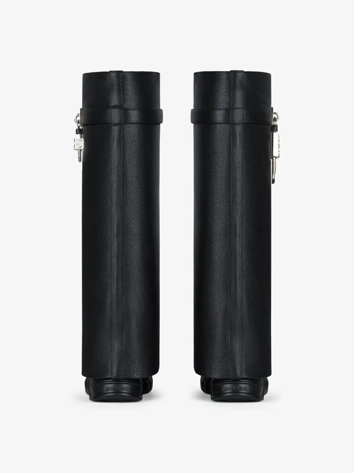 Shark Lock Biker Boots In Grained Leather Black Women Givenchy Shark Lock