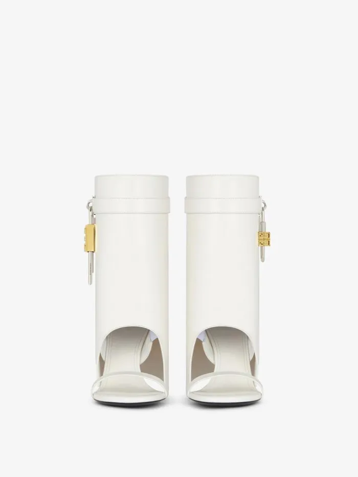 Shark Lock Sandal Boots In Leather Ivory Women Givenchy Slides and Sandals