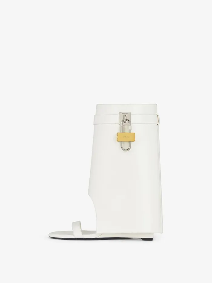 Shark Lock Sandal Boots In Leather Ivory Women Givenchy Slides and Sandals