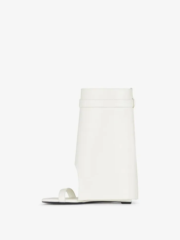 Shark Lock Sandal Boots In Leather Ivory Women Givenchy Slides and Sandals