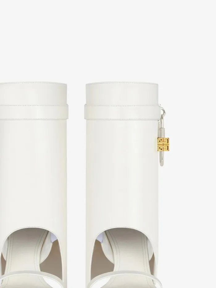 Shark Lock Sandal Boots In Leather Ivory Women Givenchy Slides and Sandals