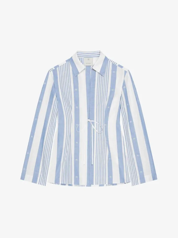 Shirt In Cotton And Linen With 4g Stripes Blueoff White Women Givenchy Tops and Shirts