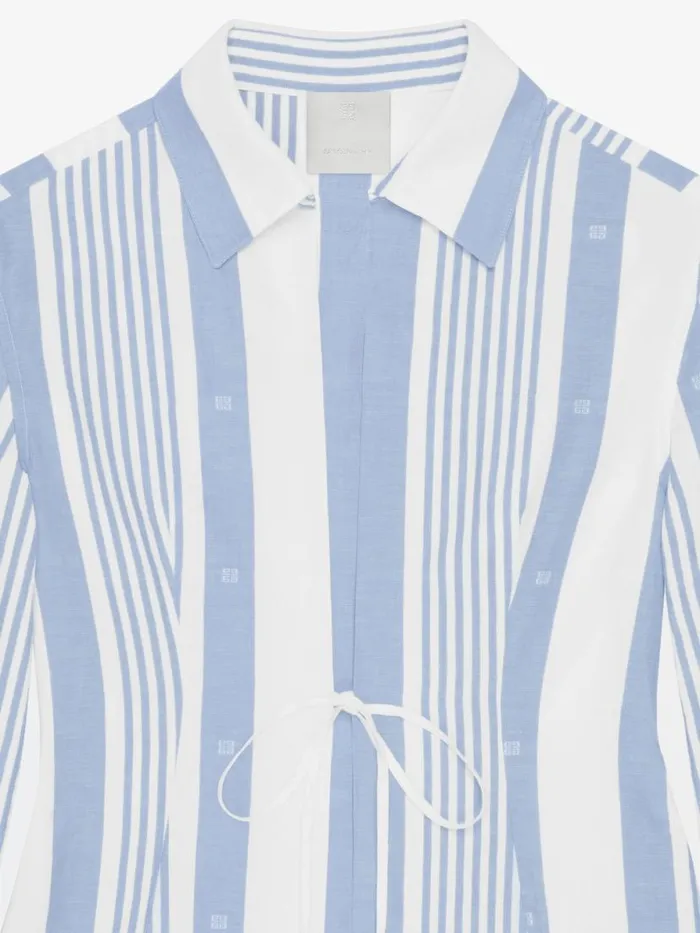Shirt In Cotton And Linen With 4g Stripes Blueoff White Women Givenchy Tops and Shirts