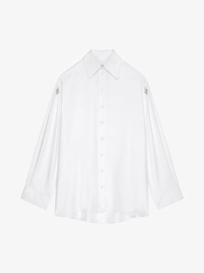 Shirt In Silk With Crystals White Women Givenchy Tops and Shirts