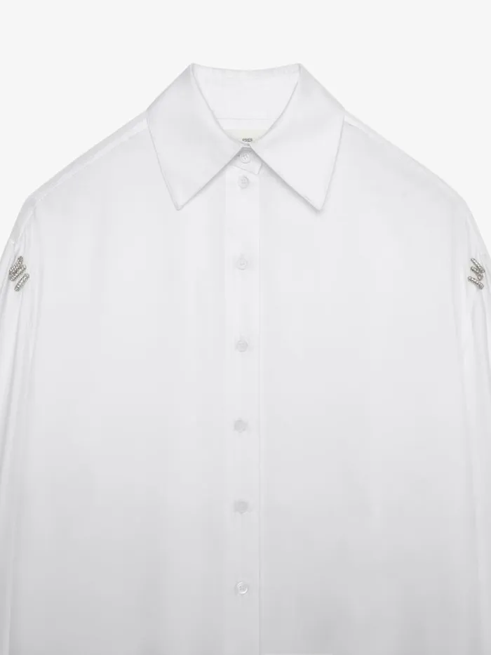 Shirt In Silk With Crystals White Women Givenchy Tops and Shirts