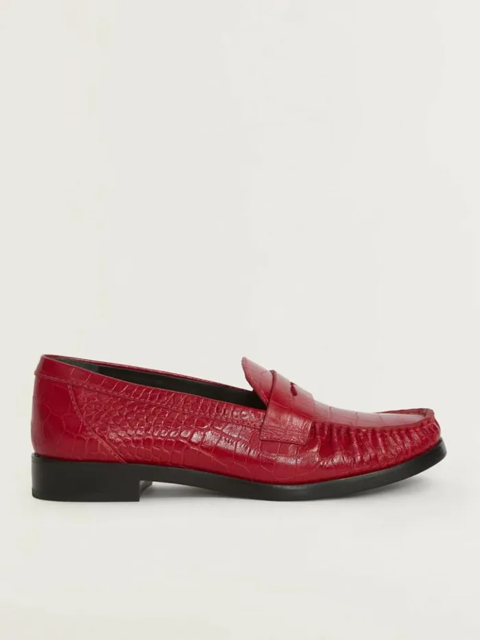 Shoes The Reformation Ani Ruched Loafer Red Croc