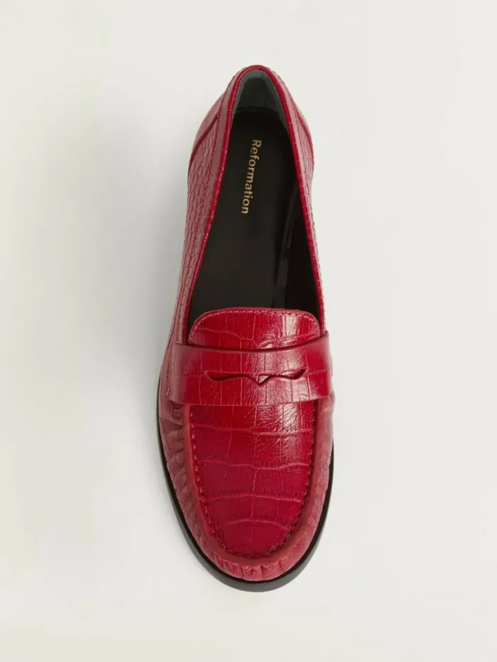Shoes The Reformation Ani Ruched Loafer Red Croc